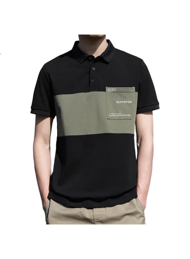 ROMON Men'S Short Sleeve Summer Casual Short Sleeve T-Shirt Men'S Turn-Down Collar Polo Shirt Men'S Top Coat Men Black L - Image 3