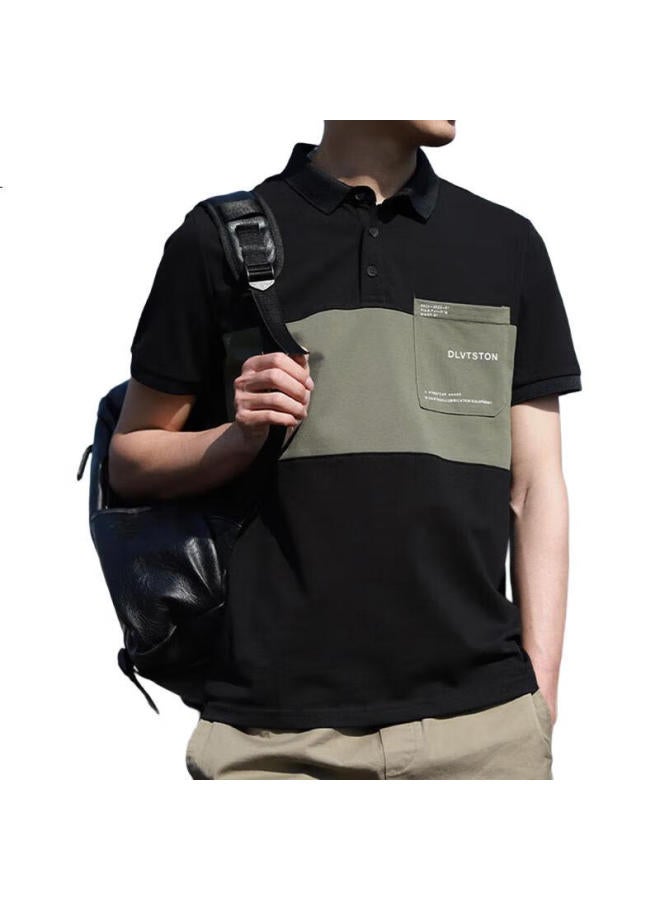 ROMON Men'S Short Sleeve Summer Casual Short Sleeve T-Shirt Men'S Turn-Down Collar Polo Shirt Men'S Top Coat Men Black L - Image 2