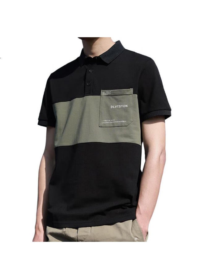 ROMON Men'S Short Sleeve Summer Casual Short Sleeve T-Shirt Men'S Turn-Down Collar Polo Shirt Men'S Top Coat Men Black L - Image 1