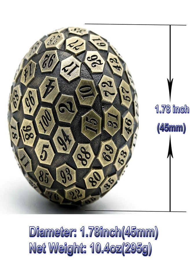 Cusdie D100 DND Metal Dice, 100 Sided Giant Metal Dice, Single D100 with Gift Box for RPGs (Ancient Bronze) - Image 3