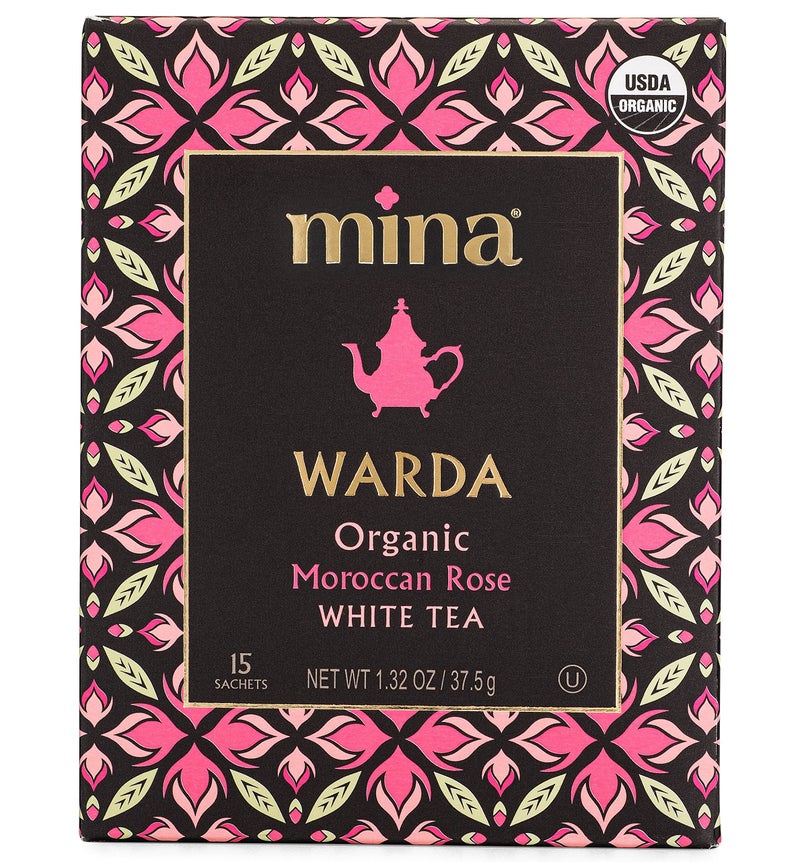 Mina Warda Organic Moroccan Rose White Tea, 15 Biodegradable Sachets - Rose Tea Bags, White Tea with Moroccan Rose Petals, Organic White Tea Bags, Low Caffeine Tea - Image 2