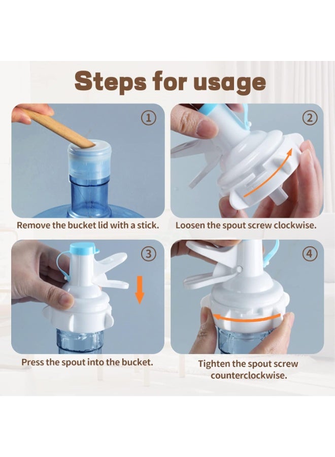 ديكور هيلز حامل أباريق المياه من ديكور هيلز، عبوة من قطعتين، سعة 3-5 جالون، مع فوهة - حامل معدني مانع للانزلاق لزجاجات المياه، مع صمام توزيع سريع التدفق، يناسب أباريق التاج العلوية القابلة للتركيب مقاس 48 مم و55 مم - Image 3