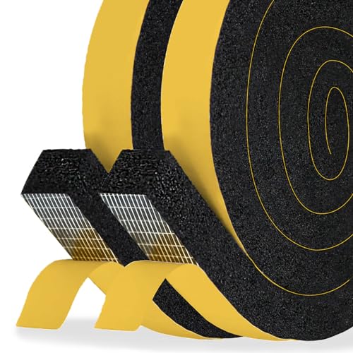 DEMEDO High Density Foam Tape Air Conditioner Window Seal, 1x1 Inch Thick Foam Stripe with Adhesive for Window AC Insulation, Weather Stripping for Doors and Windows Insulation, AC Foam Tape, Black - Image 1