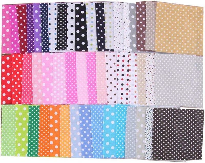 Qintreesify 50Pcs 4 x 4 Top Cotton Craft Fabric Bundle Squares Patchwork DIY Sewing Scrapbooking Quilting Floral Dot Pattern Artcraft Polka Dot 10cm x 10cm - Image 1