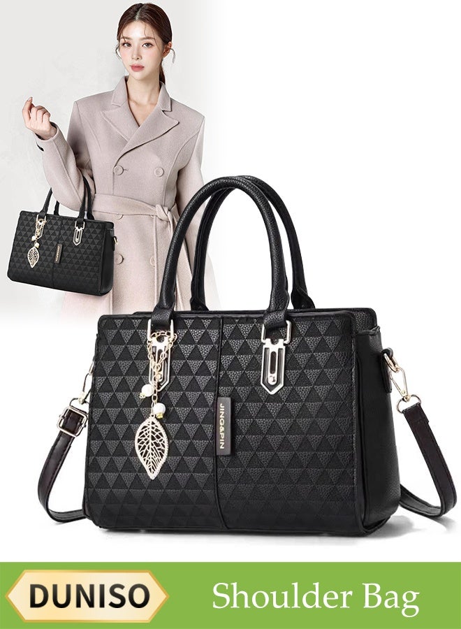 DUNISO Women's Shoulder Bag, Soft Leather Messenger Bag, Fashionable Handbag, Tote Bag With Pendant, Adjustable Shoulder Strap, Suitable For Commuting, Travel, Shopping, Storage And Organization - Image 1