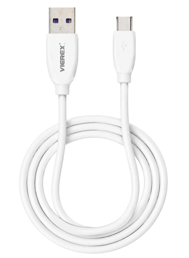 Vierex 5A Super Fast Charging USB-A to USB-C Cable – Data Sync & Quick Charge, 1m - Image 1