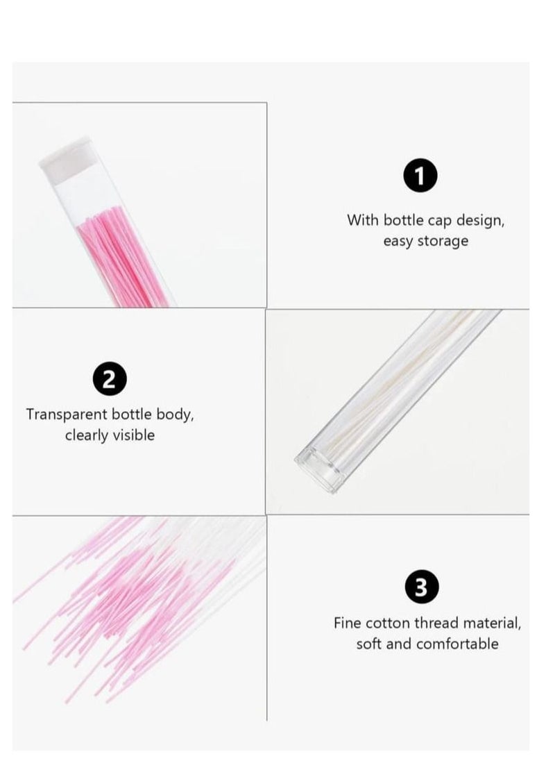 Generic Earrings Hole Cleaner Rose Fragrance Odor Removal Ear Care Kit Piercing Floss Disposable Piercing Aftercare Piercing Cleaning Line Ear Piercing Care Cleaning Tool 120 Pieces  - Image 3