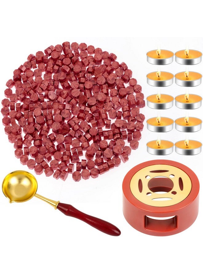 PAXCOO Red Wax For Letters Stamp Seals Paxcoo 312Pcs Stamp Wax Kit With Red Wax Seal Beads Wax Seal Warmer Wax Spoon And Tealight Candles For Wax Envelopes Mail And Wedding Invitations - Image 1