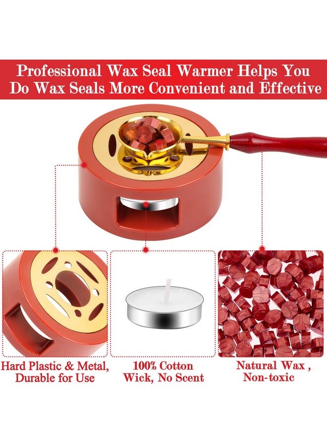 PAXCOO Red Wax For Letters Stamp Seals Paxcoo 312Pcs Stamp Wax Kit With Red Wax Seal Beads Wax Seal Warmer Wax Spoon And Tealight Candles For Wax Envelopes Mail And Wedding Invitations - Image 4