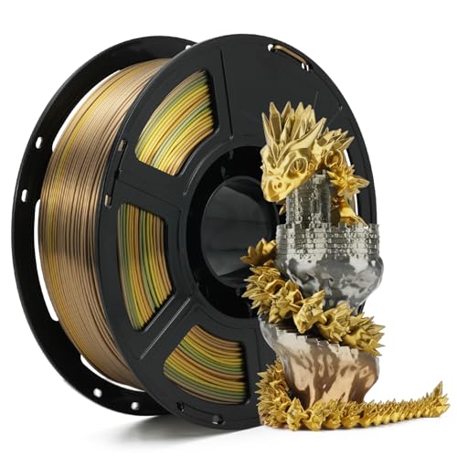 FLASHFORGE Silk PLA Gradient Metal Rainbow Filament, Silk Multicolored Color Change 3D Printing Filament, Gold Copper Bronze Grey Shiny Color-Changing Metal-Like Finish, Ultra-High Glossiness - Image 1