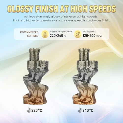 FLASHFORGE Silk PLA Gradient Metal Rainbow Filament, Silk Multicolored Color Change 3D Printing Filament, Gold Copper Bronze Grey Shiny Color-Changing Metal-Like Finish, Ultra-High Glossiness - Image 4
