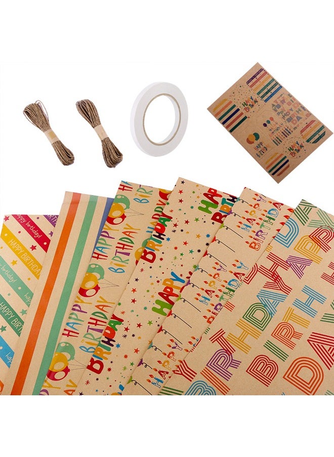 Zeemey - 6 Sheets Gift Wrapping Paper With Accessories,Holiday Gift Wrapping Paper,Birthday Gift Box Gift Wrapping DIY, Gift Wrapping Paper for Birthday, Holiday, Wedding, Party,Kids Gift Wrapping (70cmX50cm) - Image 1