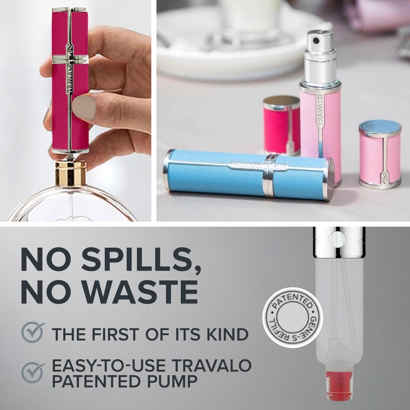 Travalo Milano Perfume Atomizer - Leak-Proof and TSA Approved for Air Travel - Reusable, Airtight, Easy Fill Mini Pump Sprayer - Lightweight Vegan Leather with Polished Metal Outer Shell - Hot Pink - Image 4