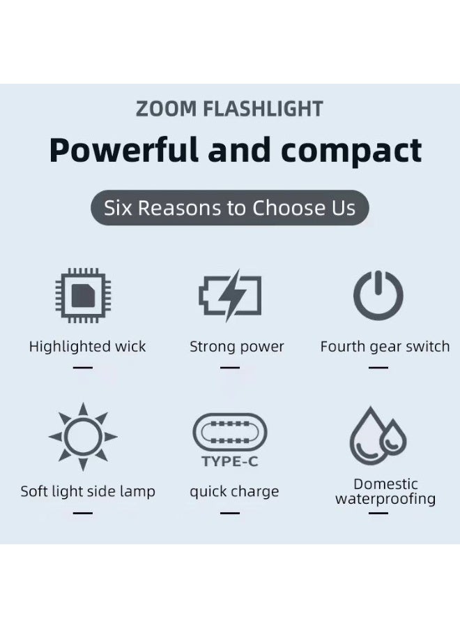 USB Rechargeable Mini Pocket Torch Light with Ring – Compact LED Emergency Flashlight - Image 2