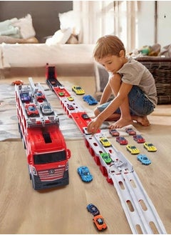 Beauenty Folding Ejection Race Truck,16 PCS  Alloy Cars,Transport Container Trucks,207 CM,Gifts For Boys 3+ Years  - Image 1