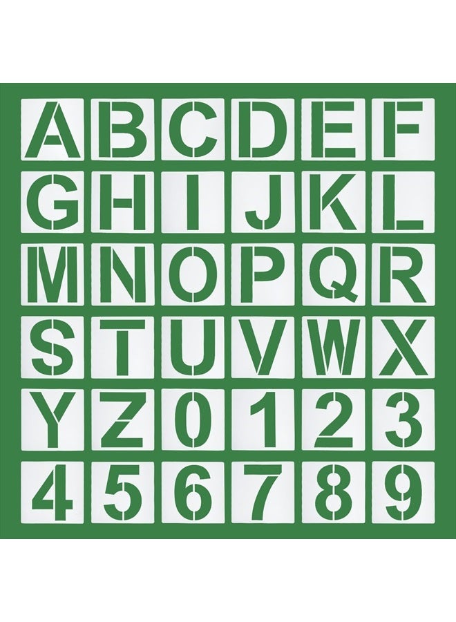 PATIKIL 7 Inch Letter Stencils Number Stencils, 36 Pack Reusable Alphabet Templates Numbers Stencil Set for Painting on Wood Wall, White - Image 1