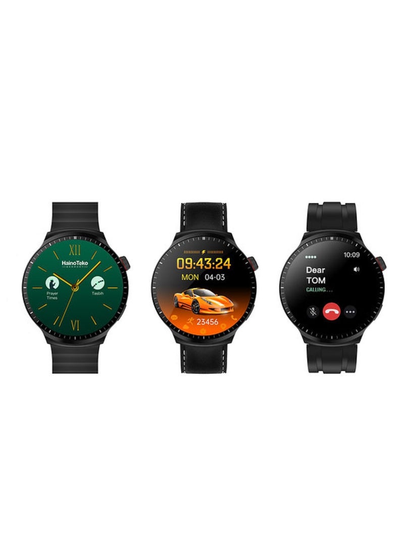 RW-50 Smart Watch With HD IPS AMOLED Display Smartwatch For Unisex With 3X Straps Fitness Smartwatch Multisport Tracking Watch App Operated Curved Glass Display Super Max Size Smart Watch With Prayer Reminder And Tasbih Counter Features