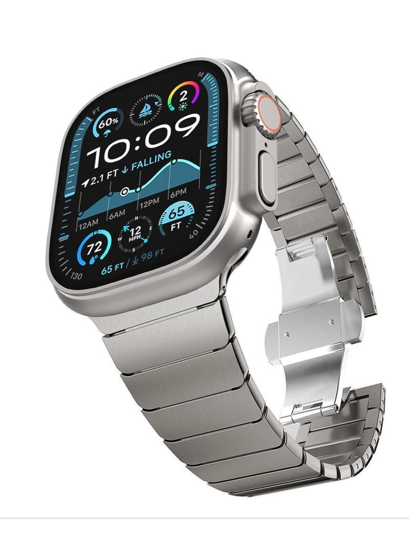 JAJEEK حزام من الفولاذ المقاوم للصدأ لساعات iWatch 49mm، 46mm، 45mm، 44mm، 42mm – حزام بديل متميز لساعات Apple Watch Ultra 3، Ultra 2، Ultra، السلسلة 10، 9، 8، 7، SE، 6، 5، 4، 3، 2، 1 – تيتانيوم مقاوم للماء، تصميم معدني أنيق قابل للتعديل - Image 1