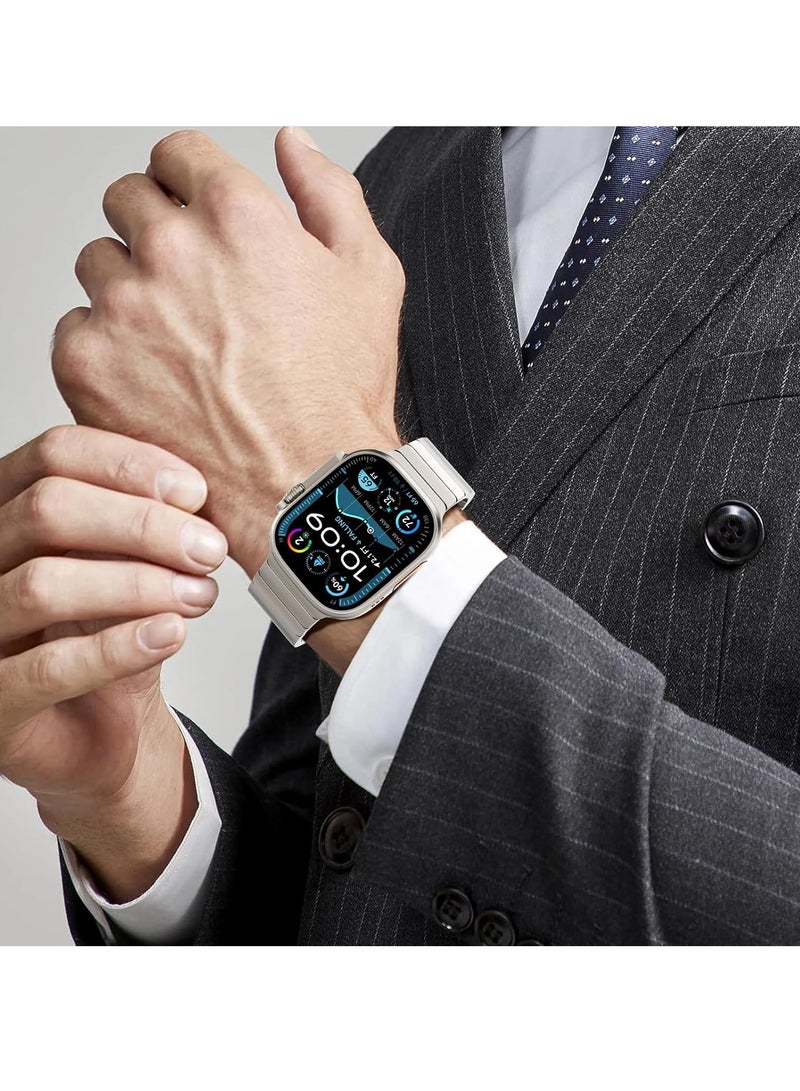 JAJEEK حزام من الفولاذ المقاوم للصدأ لساعات iWatch 49mm، 46mm، 45mm، 44mm، 42mm – حزام بديل متميز لساعات Apple Watch Ultra 3، Ultra 2، Ultra، السلسلة 10، 9، 8، 7، SE، 6، 5، 4، 3، 2، 1 – تيتانيوم مقاوم للماء، تصميم معدني أنيق قابل للتعديل - Image 3