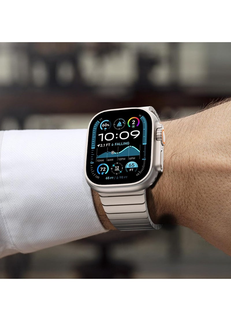 JAJEEK حزام من الفولاذ المقاوم للصدأ لساعات iWatch 49mm، 46mm، 45mm، 44mm، 42mm – حزام بديل متميز لساعات Apple Watch Ultra 3، Ultra 2، Ultra، السلسلة 10، 9، 8، 7، SE، 6، 5، 4، 3، 2، 1 – تيتانيوم مقاوم للماء، تصميم معدني أنيق قابل للتعديل - Image 4