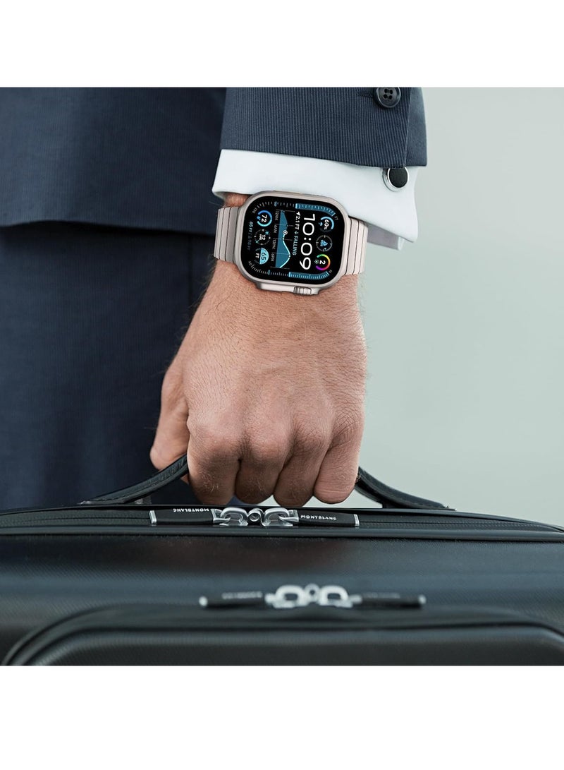 JAJEEK حزام من الفولاذ المقاوم للصدأ لساعات iWatch 49mm، 46mm، 45mm، 44mm، 42mm – حزام بديل متميز لساعات Apple Watch Ultra 3، Ultra 2، Ultra، السلسلة 10، 9، 8، 7، SE، 6، 5، 4، 3، 2، 1 – تيتانيوم مقاوم للماء، تصميم معدني أنيق قابل للتعديل - Image 5