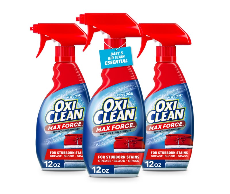 OxiClean Max Force Laundry Stain Remover Spray, Newborn & Baby Essentials, Stain Treater, 12 fl oz, 3-Pack - Image 1