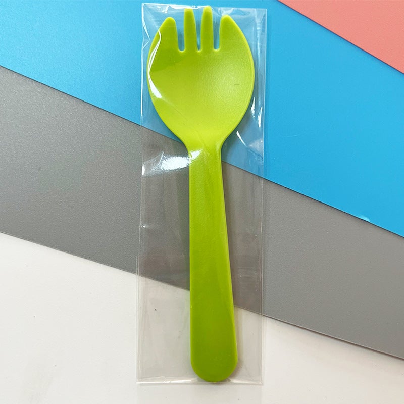73Hours Baking Tableware Fork Spoon Disposable Wave Fork Birthday Tableware Combination Individually Packaged Plastic Two-In-One Fork Spoon - Image 4