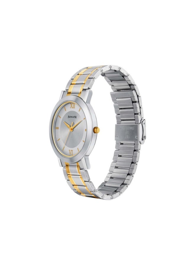 Sonata 77108BM02 Men’s Watch – Silver Dial, Two-Tone Stainless Steel Bracelet, Quartz Date Function, 3 ATM Water Resistant - Image 2