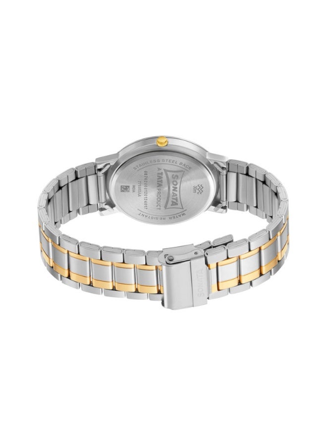 Sonata 77108BM02 Men’s Watch – Silver Dial, Two-Tone Stainless Steel Bracelet, Quartz Date Function, 3 ATM Water Resistant - Image 4
