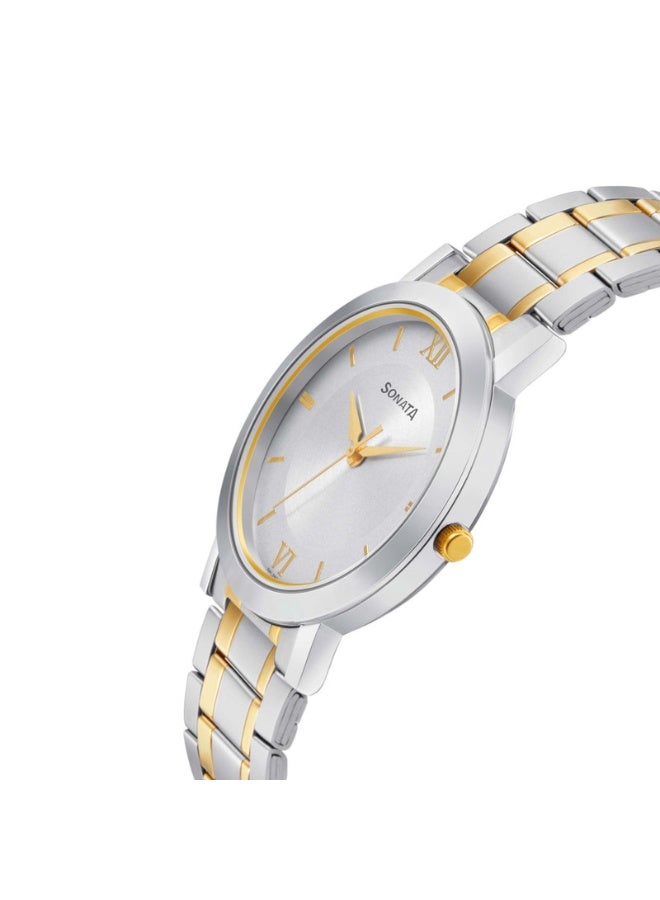 Sonata 77108BM02 Men’s Watch – Silver Dial, Two-Tone Stainless Steel Bracelet, Quartz Date Function, 3 ATM Water Resistant - Image 3