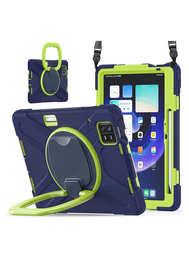عام غطاء Xiaomi Pad 6 / Pad 6 Pro 11-inch 2023 Case ، بنية هجينة محمولة مضادة للصدمات مع حامل للقلم ، وحلقة دورانية وحلقة للوقوف ، وحزام كتف. - Image 1