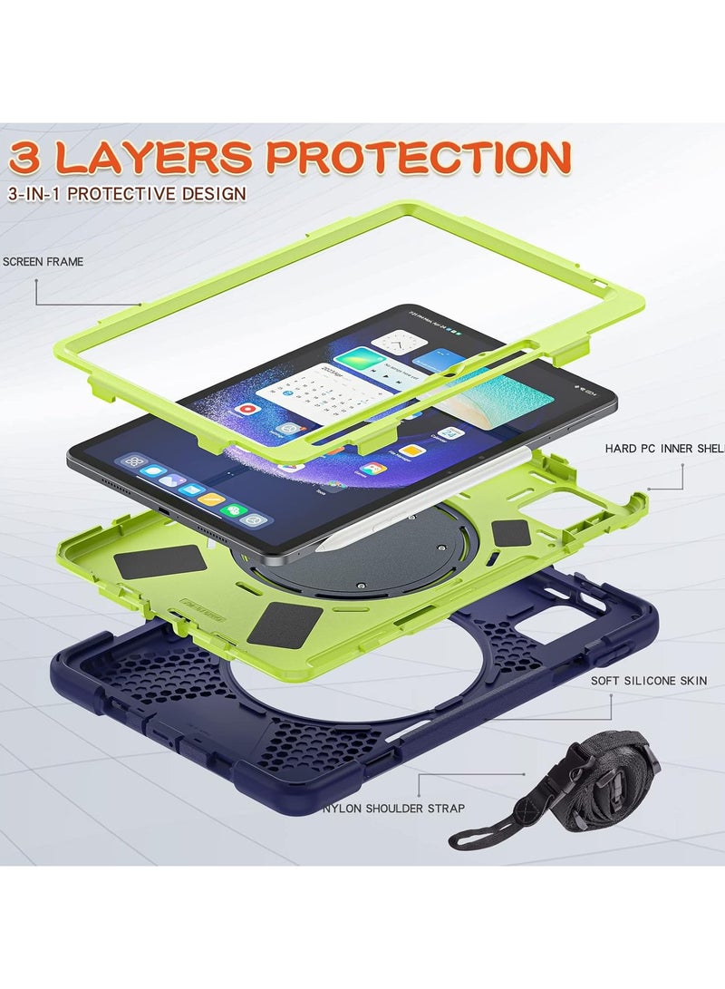 عام غطاء Xiaomi Pad 6 / Pad 6 Pro 11-inch 2023 Case ، بنية هجينة محمولة مضادة للصدمات مع حامل للقلم ، وحلقة دورانية وحلقة للوقوف ، وحزام كتف. - Image 4