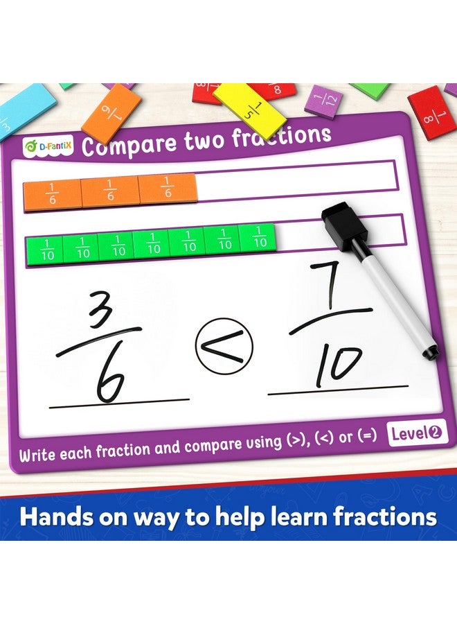 D-FantiX Magnetic Fraction Tiles & Fraction Circles Activity Set, Math Manipulatives For Elementary School, Fraction Manipulatives Montessori Learning Resources For Kids Students Homeschool Supplies - Image 4