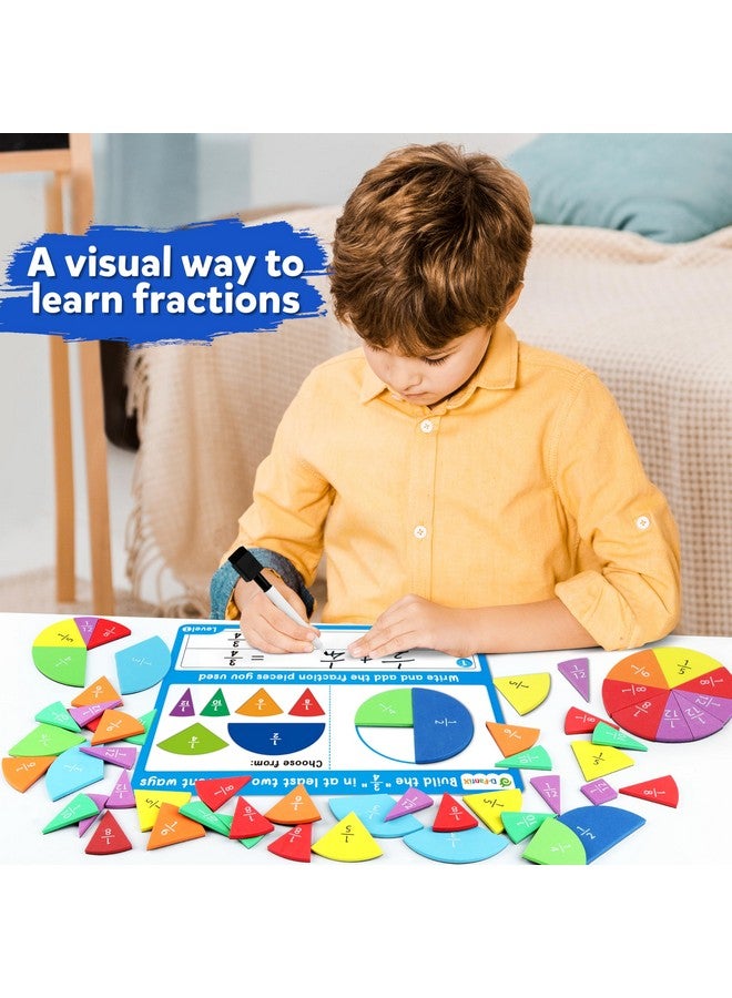D-FantiX Magnetic Fraction Tiles & Fraction Circles Activity Set, Math Manipulatives For Elementary School, Fraction Manipulatives Montessori Learning Resources For Kids Students Homeschool Supplies - Image 2