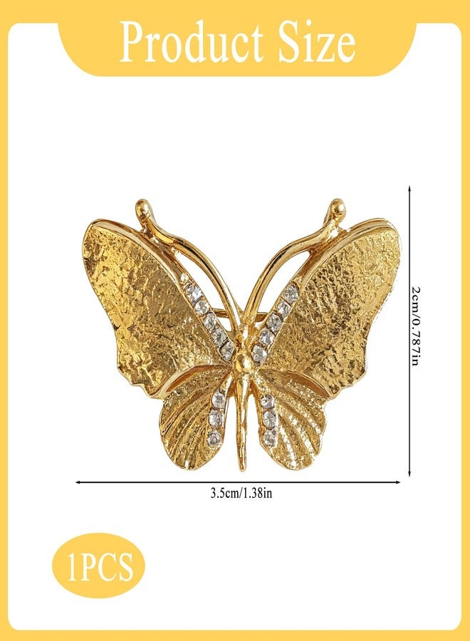 CZMZHFC Gold Butterfly Broochs Pin for Women,Small Elegant Butterfly Brooch for Lapel,Christmas Party Stylish Dress Hat Bags Pin Accessories - Image 2