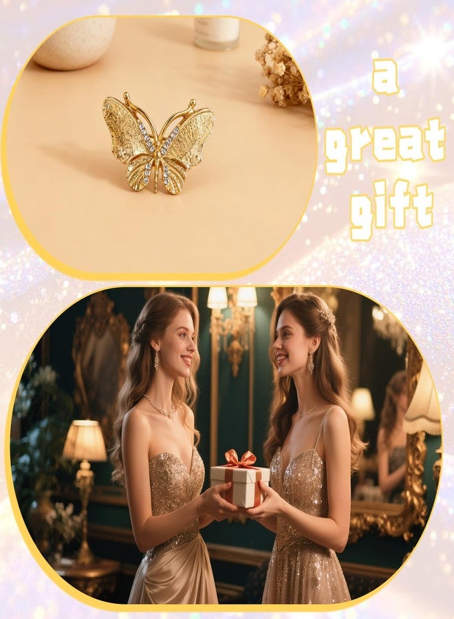 CZMZHFC Gold Butterfly Broochs Pin for Women,Small Elegant Butterfly Brooch for Lapel,Christmas Party Stylish Dress Hat Bags Pin Accessories - Image 4