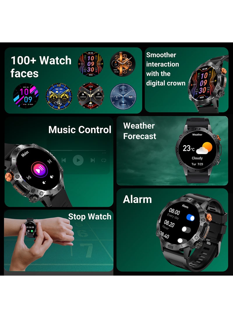 ارمفيت ساعة ذكية دائرية للرجال، شاشة AMOLED دائمة التشغيل، مكالمات بلوتوث، ساعة لياقة بدنية مقاومة للماء متوافقة مع أندرويد و iOS - Image 5