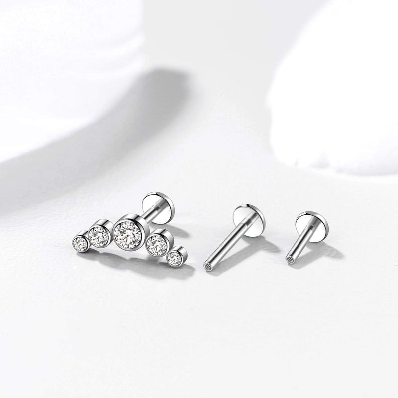 KaseStyle G23 Titanium Labret Studs 16G Lip Studs Cluster Earrings Piercing Internally Threaded Medusa Ring Cartilage Monroe Piercing Jewelry - Image 2