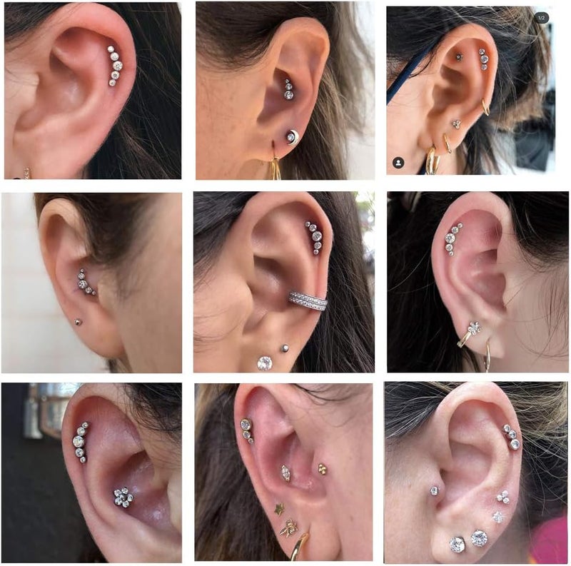KaseStyle G23 Titanium Labret Studs 16G Lip Studs Cluster Earrings Piercing Internally Threaded Medusa Ring Cartilage Monroe Piercing Jewelry - Image 4