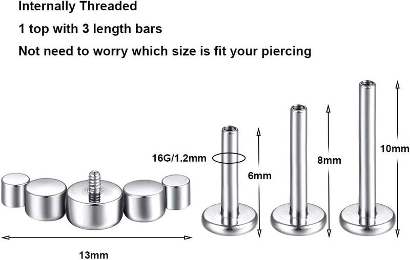 KaseStyle G23 Titanium Labret Studs 16G Lip Studs Cluster Earrings Piercing Internally Threaded Medusa Ring Cartilage Monroe Piercing Jewelry - Image 1