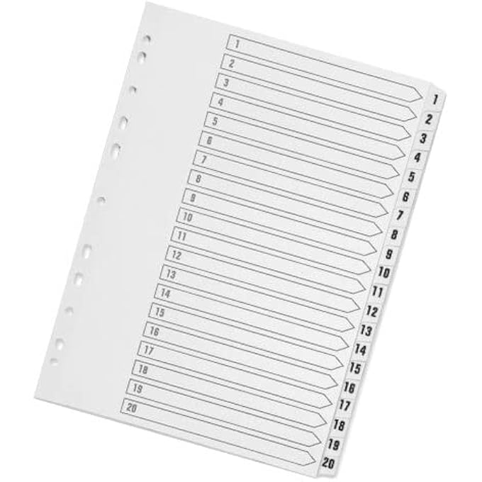 Q INDEX A4 MULTI PUNCHED 1-20 REINFORCED WHITE BOARD TABBED - CLEAR - Image 3