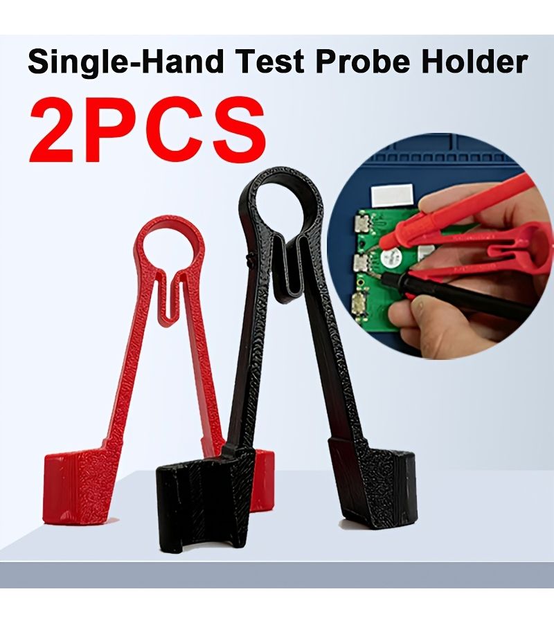 2 Pcs Red Multimeter Clip Practical Multimeter Probe Holder Stable Fixing Instrument Pointer For Adjusting Equipment Recording Data Compatible With Common Tip Probes Circuit Repair Components Test Leads - Image 1