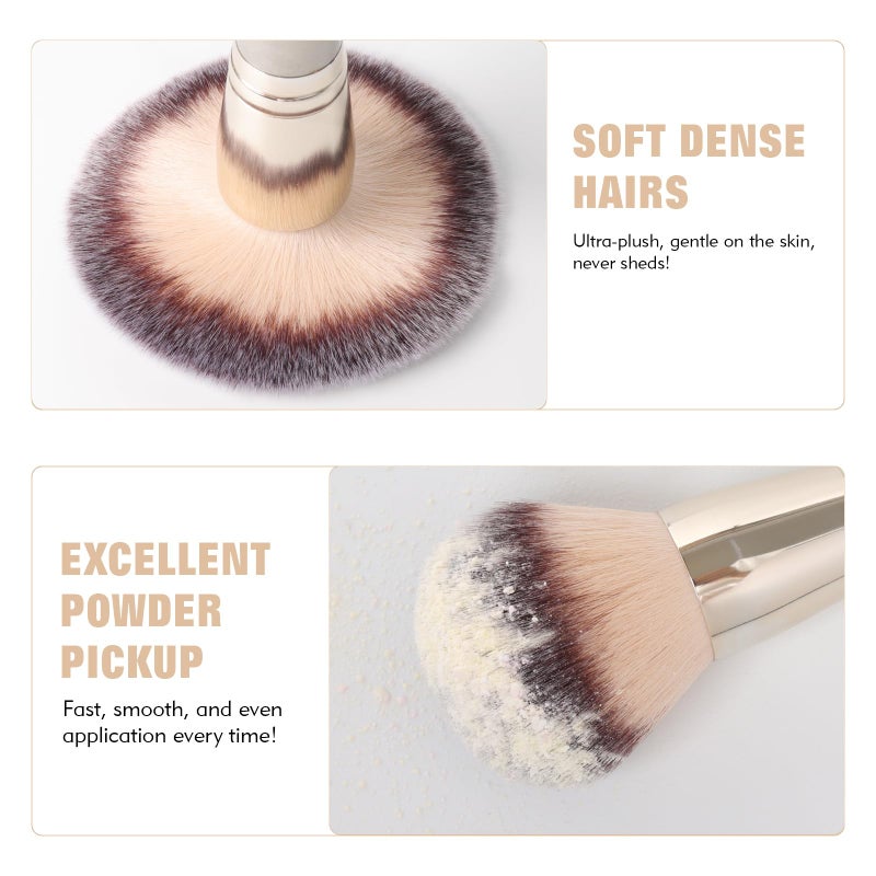 dpolla Dual-Ended Foundation Brush: Round & Angled Pro-Grade makeup brushes, 100% Vegan Synthetic Makeup Brush for Flawless Blending and Application of Liquid, Powder, Cream, Blush (Big Dual-Ended) - Image 5