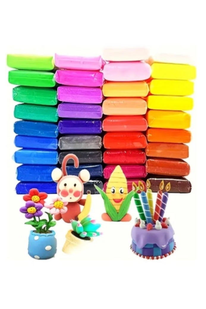 حسم صلصال يجف بالهواء، بلاستيك 48 لون، مجموعة صلصال تشكيل مع 3 ادوات نحت، بلاستيك يمكنك تركيبه بنفسك لتعليم الاطفال - Image 2