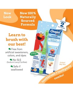 Orajel Orajel Elmo Fluoride-Free Tooth & Gum Cleanser with Toothbrush, Combo Pack, Banana Apple Flavored Non-Fluoride, 2 Piece Set  - Image 2