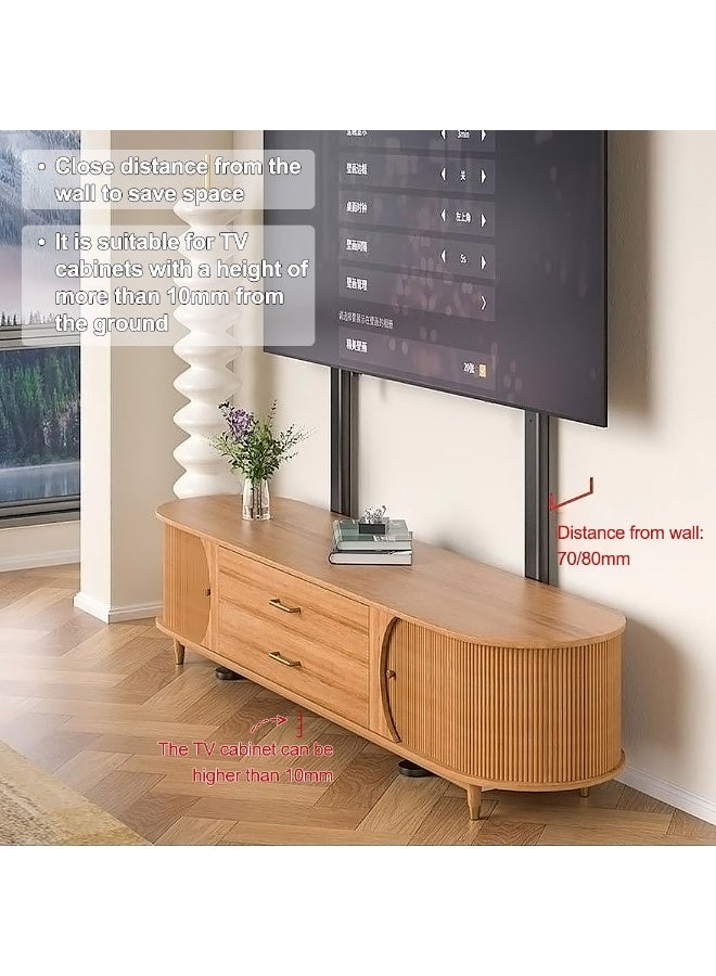 HILLPORT حامل تلفزيون أرضي من الفولاذ المتين لشاشات التلفزيون مقاس 55-90 بوصة، سعة تحميل 75 كجم، قابل لتعديل الارتفاع على 4 مستويات، تصميم ملائم للحائط، يوفر المساحة، VESA 200x200-900x600 مم - Image 5