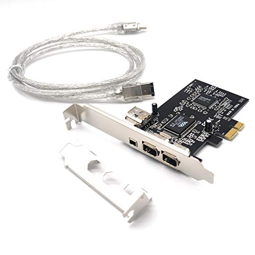 Pardarsey Padarsey PCIe 3 Ports 1394A Firewire Expansion Card, PCI Express (1X) to External IEEE 1394 Adapter Controller (2 x 6 Pin + 1 x 4 Pin) with Low Profile Bracket for Desktop PC and DV Connection - Image 1