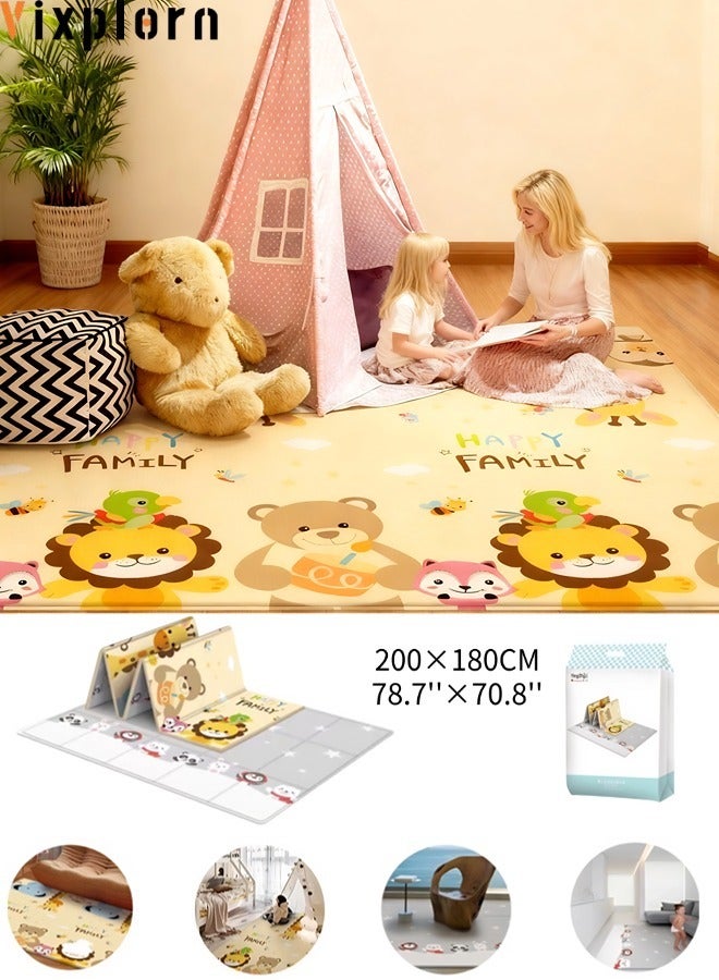 Vixplorn Large waterproof soft Newborn Games  mat, baby floor mat, foldable baby play mat, indoor and outdoor reinforced crawling mat, suitable for home, kindergarten, outdoor and travel use (Size：200*180*1cm) - Image 1