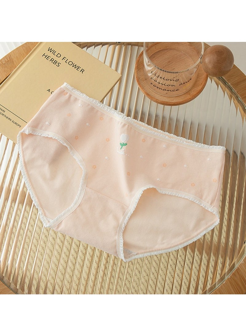مجموعة من 5 ملابس داخلية قطنية أنيقة بخصر متوسط، ملابس داخلية مريحة وجيدة التهوية للفتيات - Image 2