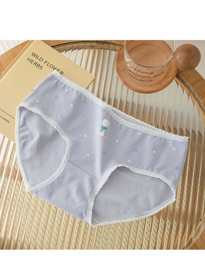 مجموعة من 5 ملابس داخلية قطنية أنيقة بخصر متوسط، ملابس داخلية مريحة وجيدة التهوية للفتيات - Image 3